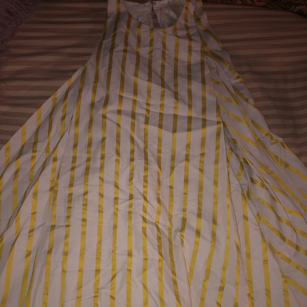 AZEEZA Yellow and Ivory Striped Dress
